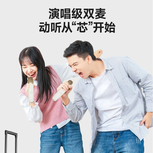 漫步者（EDIFIER）TU52 无线便携麦克风 U段可调频无线话筒 带接收器 户外K歌 家庭KTV 会议演讲主持 云岩白