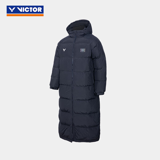 VICTOR Victory 2024 Nouvelle veste de badminton épaissie mi-longue pour hommes et femmes veste en duvet de canard blanc à la mode chaude et coupe-vent J-45703 C (noir) style unisexe 2XL