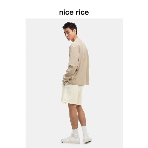 nice rice好饭 结构分割宽松380G全棉短裤[商场同款]NFC12043 盐白色（380G） XL