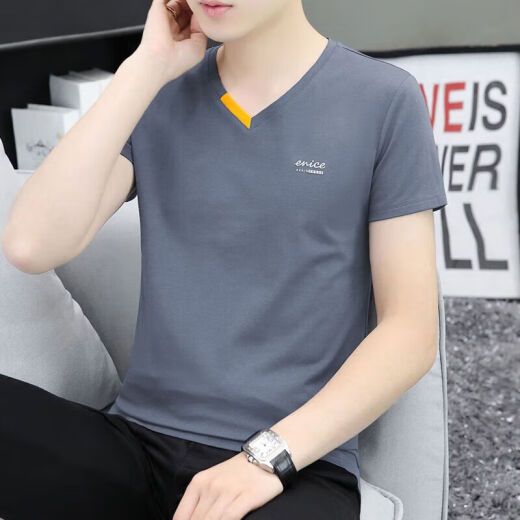 Dirección simple de verano Camiseta de manga corta de manga corta para la juventud de hombres.