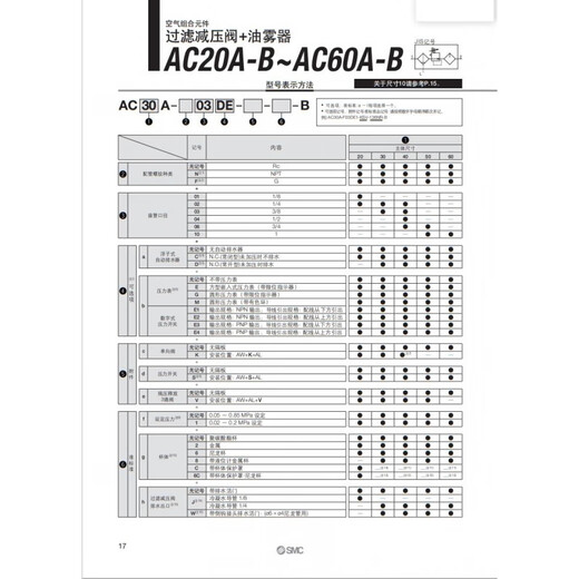 SMCAC20A/AC30A/AC40A-01-02-03-04D/E/G/DG/DE/CG/-B two AC40A-04CG-2-A