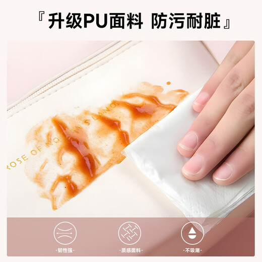 Baicaoyuan Make-up-Beutel Reisen Toilettenartikel Bag Kosmetische Aufbewahrungstasche Hautpflegeprodukte tragbare hochwertige Wasserdichte empfohlener Modell-Milch-Aprikosen weiß [Trennungskapazität]