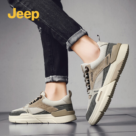 [Offizielle Autorisierung] Jeep (Jeep) Herrenschuhe und -stiefel 2022 Sommer Neues Produkt im Freien atmungsable Mesh Panel Schuhe Einfacher Gummi -Sohle -Freizeitschuhe modische Low Top -Kontrastschuhe 1098 Retro Farbe 40
