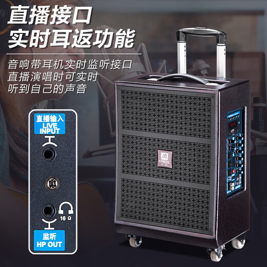 MALONE square dance audio portable musical instrument input wireless Bluetooth karaoke high-power mobile trolley outdoor speaker live broadcast function with wireless microphone M-88 audio + 2 microphones + spree