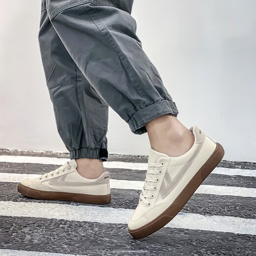 回力男鞋低帮帆布鞋2025夏季新款男士百搭休闲运动鞋舒适透气情侣板鞋 米/粽 39