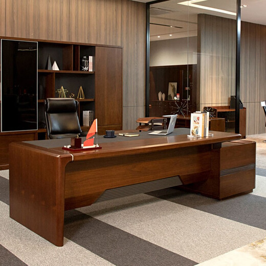 TONGTA modern leather boss desk office president desk business executive desk boss desk high-end office furniture 2.0 meters boss desk left side cabinet