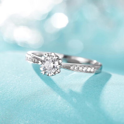 AVHE platinum diamond ring crown micro-paved snowflake six-claw cultivated diamond D color artificial real diamond wedding gift Chinese Valentine's Day snowflake bouquet micro-paved - 20 points diamond D color 9-20 circle can be consulted