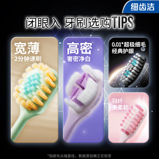 狮王（Lion）细齿洁0.01炭能量护龈牙刷4支软毛超细植毛深入洁齿颜色随机家庭
