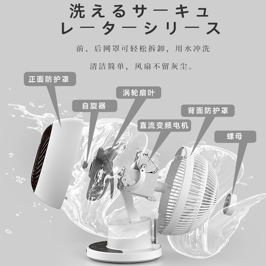Sezze Japanese air circulation fan electric fan household smart desktop small fan mini turbine convection fan 360 shaking head turbo fan frequency conversion remote control energy-saving small fan DC-181 10 gears, up and down + left and right automatic shaking head