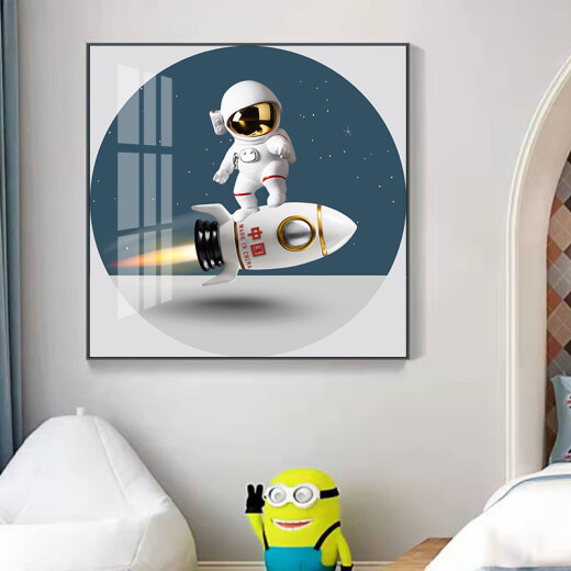 
Whale school children's room decoration painting astronaut space cartoon boy room bedside drawing square astronaut bedroom painting 689-7 50*50 black frame/crystal porcelain painting