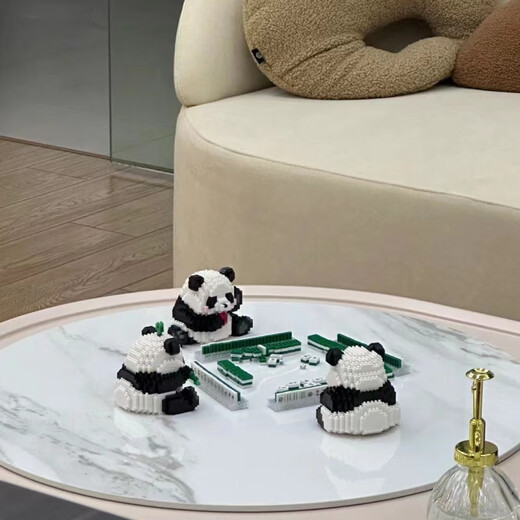 Joint Creative Panda Flower Building Block Assembly Spielzeug Model Panda Menglan Girl Desktop Orament Girl Chinese Valentinstag Geburtstagsgeschenk Gruß Blumen [983 Getreide] mit Bodenbrett