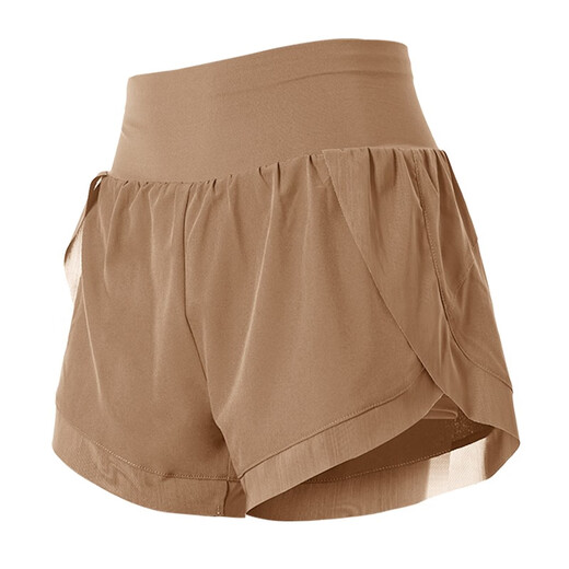 Vansydical Sports Shorts Women's Summer Stretch Breathable Fake Two-Piece Anti-Lighting Yoga Pants Pilates Running Fitness Pants Black FS-FBF201196 L