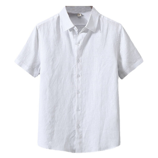 100%纯亚麻料短袖衬衫男士日系复古棉麻布上衣服夏季薄款休闲衬衣 灰色935  薄款 XL （135-155斤）