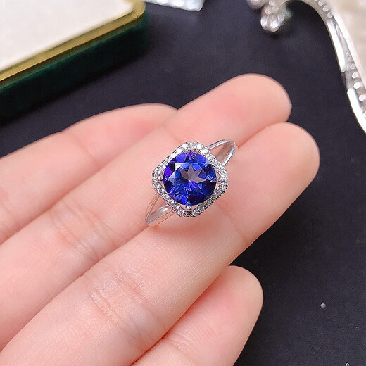 Zhimo (ZHIMO) Tanzanite blue topaz fashion ring silver inlaid topaz living ring birthday gift for wife or girlfriend 92
