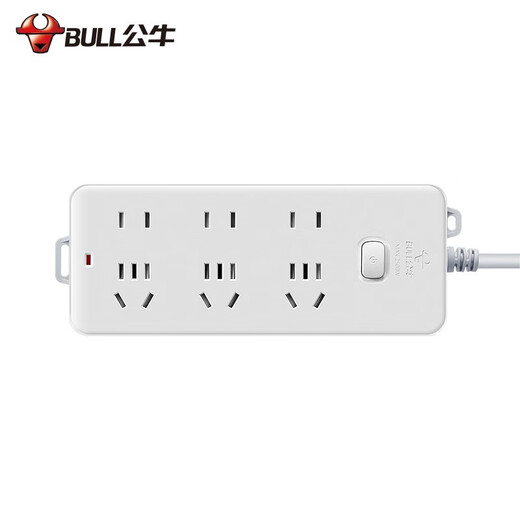 Bull (BULL) socket 1.8 meters 3-position strip 3-switch master control plug-in strip wiring board wiring board drag strip skewer socket Taurus plug-in board with wire socket board 3-position master control total length 1.8 meters GN-402