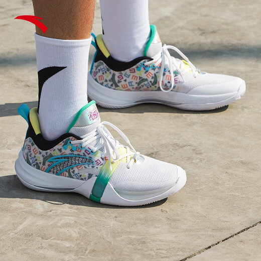 Anta (ANTA) Furious 4TD Basketball Shoes Men's 2024 Spring New Mesh Breathable Practical Exterior Field Sports Shoes Official Website Anta White/Rice Color/Parrot Green-2 6.5 (Male 39)