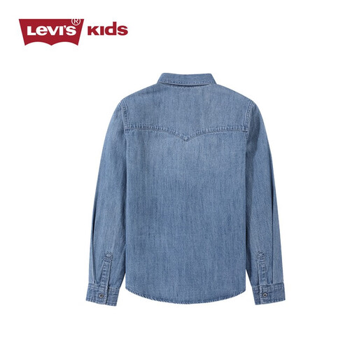 Levi s Levi's children's denim shirt spring and autumn pure cotton comfortable children's long-sleeved shirt retro stone blue 110/52 recommended height 98-104cm