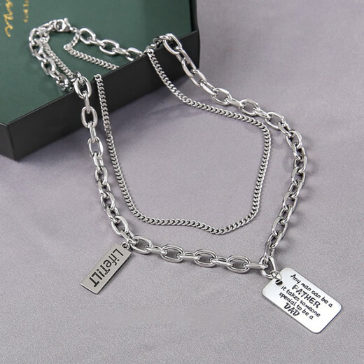 Cai Leiya thick chain stacked double-layered titanium steel necklace for men and women with the same fashion brand personality simple ins hip-hop cold style clavicle chain men's brand pendant versatile fashion student pendant jewelry silver