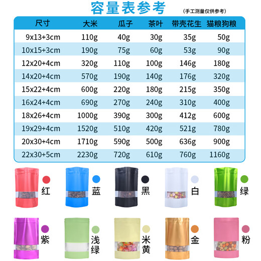 Zanlutong color aluminum foil bag self-standing self-seal bag seal bag biscuit gift bait packaging bag flower tea candy seal bag white 15935