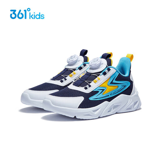361 children's shoes Children's running shoes Four seasons for boys and girls 3-14 years old to boost technology knob running shoes Blue 34