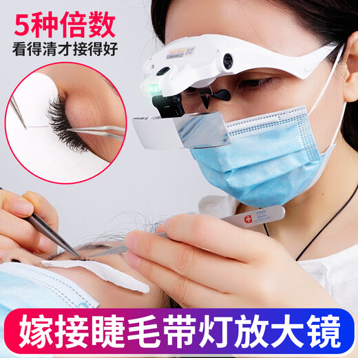 Mr. Crazy Head-mounted Magnifying Glasses Pore Pulling Blackheads and Acne Eyebrowsist Glasses Beauty Salon Special Light Eyebrow Grafting BST-9892B1 Battery Model