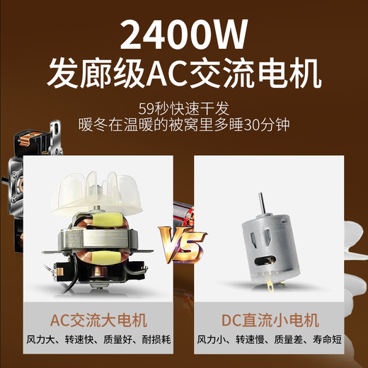 Kangfu hair dryer household hair dryer high power 2400W professional hair salon barber shop high speed high wind speed drying hot and cold wind electric hair dryer