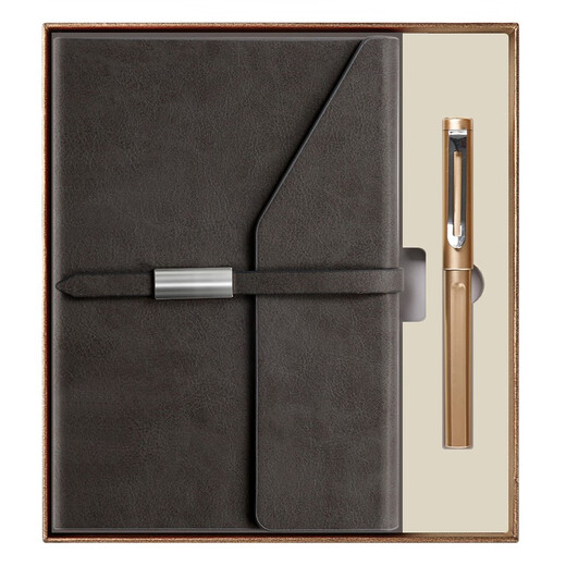 SABO A5 Notebook Custom Logo Gravierte Geschäftsnotizbekämpfungskiste Ausgezeichnete Angestellte Jahrestagung Gedenkgeschenk -Versammlungsprotokolle verdickte Büro -Briefpapier Dunkelgrau (9225) + Gold Signierstift (930) Gold Box