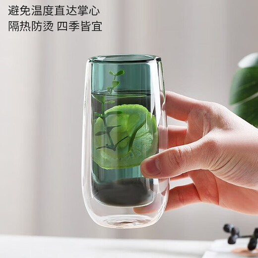 MULTIPOTENT heat-resistant glass water cup double-layer glass cup rose same style cup milk cup smoke gray 250ml