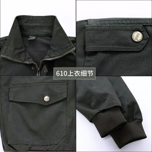 Xijing Algodón puro Algodón engrosado de soldadura eléctrica Anti-salding Ropa de trabajo Juego para hombres y mujeres Primavera y otoño Ropa de camuflaje de camuflaje resistente al desgaste Ropa de protección de mano de obra Pure Algodón puro Verde Militares 681 Set [Top + Pantalones] 175/XL (130-140Jin [Jin Equals 0.5 kg])