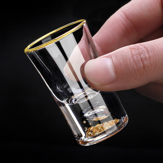 MIDOC household gold foil high-end wine set, white wine cup, wine dispenser, bullet cup, small glass wine cup, luxury 10 pots, 10 cups, round stand) gold foil pot + gold tracing cup