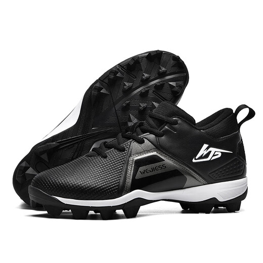 Wejiess Football Shoes American Football Chaussures Competition de baseball Chaussures Training Training Sneakers Junior et Middle School Basketball Batch Boots Chaussures Sports Black 39 Chaussettes + assiette de protection + Sac à chaussures