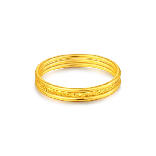 Mengjinyuan Gold Ring Three Lives Three Worlds pure gold ring ring for women, stackable ring, fashionable tail ring for girlfriend, No. 14 - about 1.15g (single glossy style)