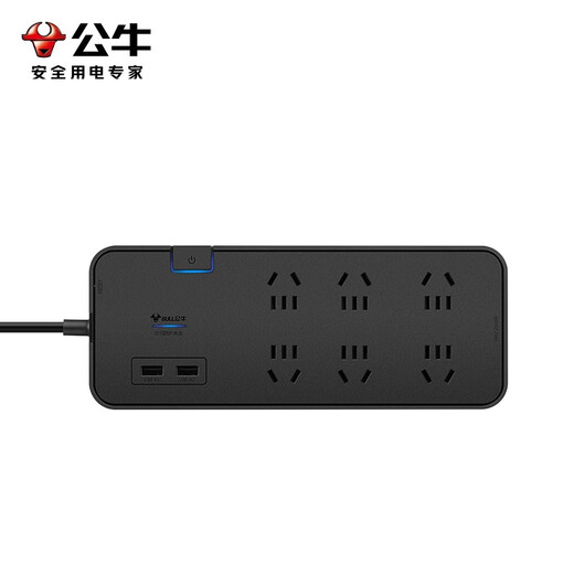 Bull (BULL) lightning protection, surge resistance, surge resistance, high-end household appliances/surge protection sockets/plugs/connectors/connectors [Dual USB+six plug-in position + total control] 1.8m lightning protection, surge resistance