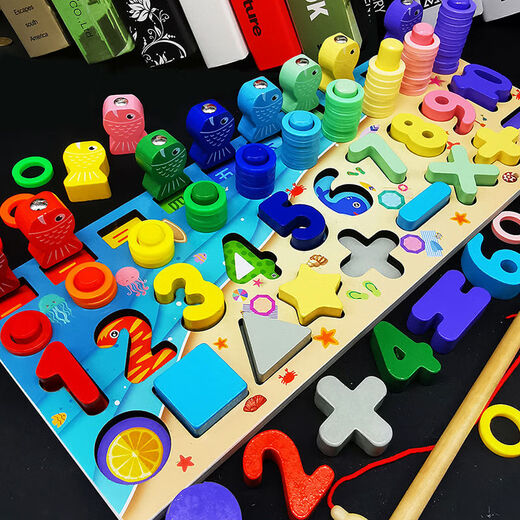 Kinder frühes Bildung Puzzle 1-2-3-6 Jahre alte digitale kognitive Bausteine ​​Baby- und Mädchenspielzeug sehr schön] Digitale Charaktere Fruchttierverkehr Fischerei