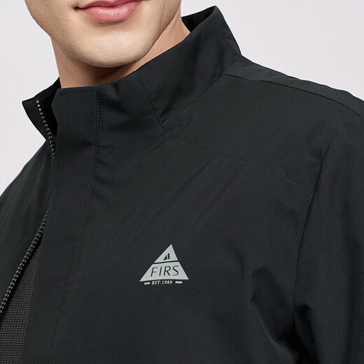 Shanshan (FIRS) velvet windproof outdoor stand collar jacket for men 2025 autumn new black simple anti-wrinkle jacket 123 black L (175)