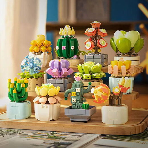 Fermi compatible LEGO children's assembled building blocks toys for boys and girls Chinese Valentine's Day gift succulent - Snowball S2266
