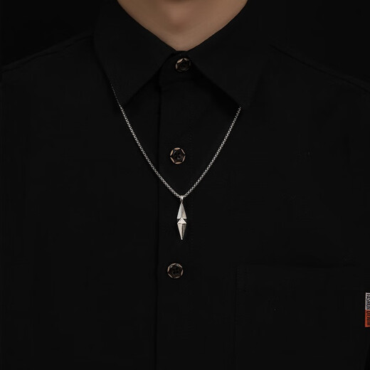 Core luxury engraving six-pointed star necklace men's trendy Korean version hip-hop rhombus men's pendant simple fashion clavicle chain student pendant