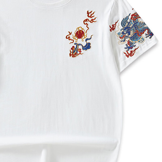 
Denon supreme short-sleeved Chinese style T-shirt men's and women's trendy brand summer Kirin embroidery large size men's trendy couple's T-shirt 691 white 2XL (recommended 160-175 Jin [Jin equals 0.5 kg])
