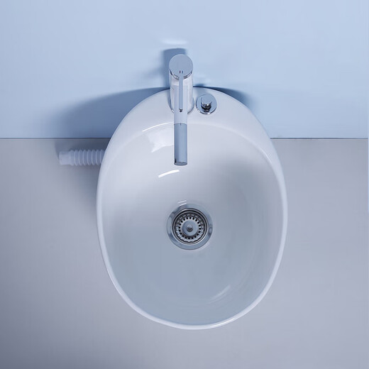 Lujies ceramic footbath, footbath with drain, bathroom porcelain footbath, footbath bucket for home use, heart style + full set of accessories (including square faucet)