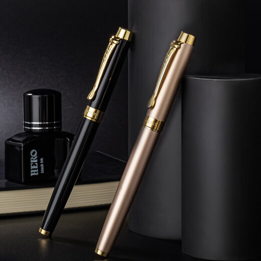 [Low Price on the Whole Network] HERO Fountain Pen Gift Box 10K Gold Pen [Shaohua Series] Business Office Personalized Gift Pen High-end Men and Women Gift Ink Set Hei Liya