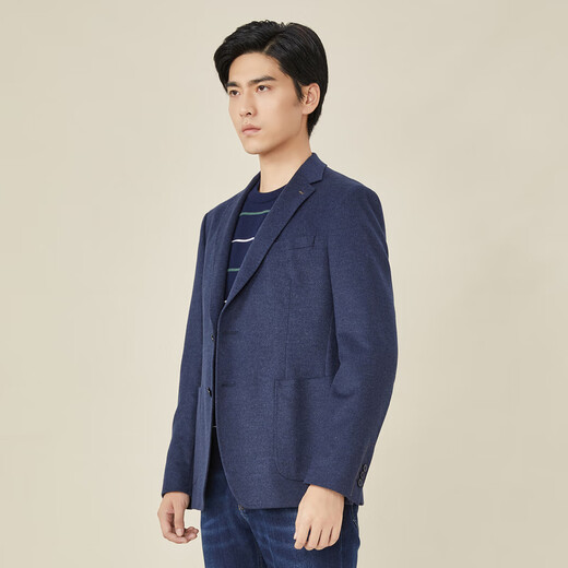 雅戈尔（YOUNGOR）单西男两粒单排扣标准版休闲西服男西服外套羊毛混纺商场同款 蓝色 M 170/92A
