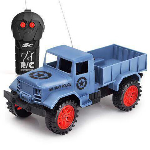 Pickup truck toy remote control Children's toy car remote control car rechargeable remote control car off-road vehicle boy electric military pickup truck car toy 2 military truck-blue [self-provided battery]
