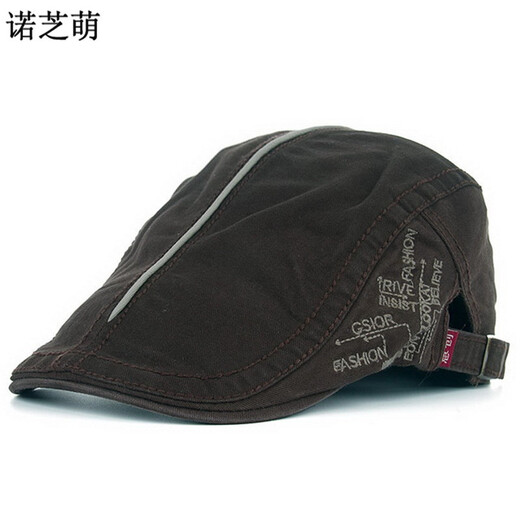 诺芝萌 刺绣字母鸭舌帽子 男女士画家帽前进帽 复古时装帽 太阳帽NC731 藏青色 均码 侧边可调节