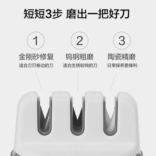 Kyoto Tokyo whetstone three-stage multifunctional suction cup sharpener mini gray and white