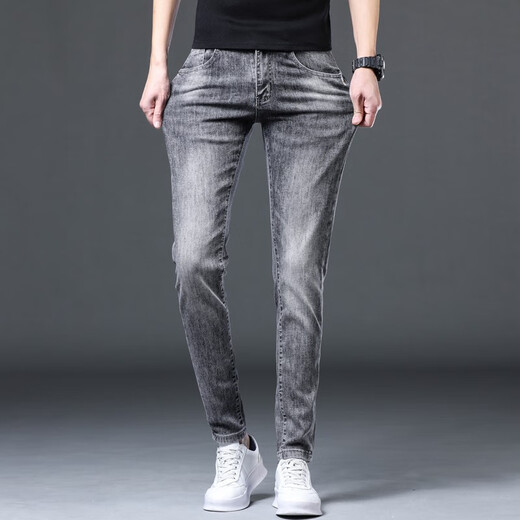 Diotu Autumn New Men's Jeans Light Luxury Brand Trendy Brand Pantalon Slim Ajustement Slim Pantalon Fashion Pantalon Men de mode Pantalon FRENDY Youth Tendy Heavy and Fasha
