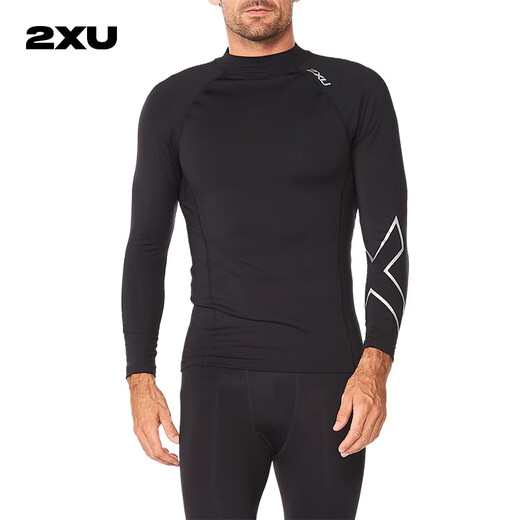 2XUIgnition series compression clothing tights men's quick-drying clothing fitness clothing fitness clothing plus velvet thermal tops black/silver label L