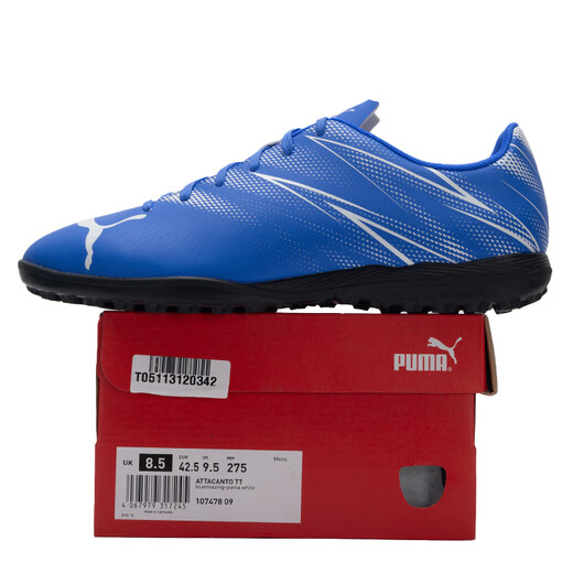Puma (PUMA) Men's Football Shoes 2025 Winter New Human Grass Actual Non-Slip Wear-Resistant Actual Adult TT Broken Spike Football Shoes Blue-Puma White TT 107478-09/Photo Refund 5 40.5 (260mm)