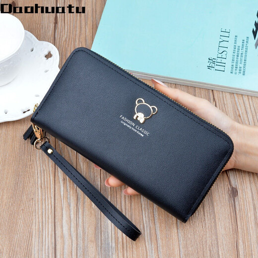 Daohuatu neuer Brieftasche für Frauen Langer koreanischer Mode Handheld Hand Halting Coin Brieftasche Reißverschluss Multifunktionales Mobiltelefonbeutel Long Blau