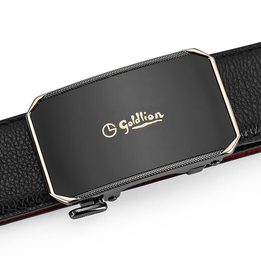 Goldlion belt men's first-layer cowhide automatic buckle Qiji red belt gift box animal year trouser belt New Year gift