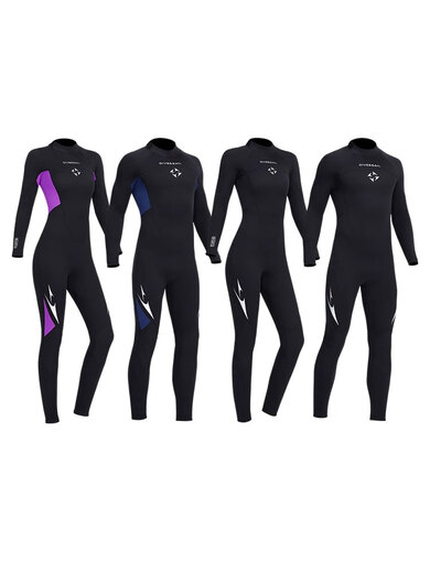 VVIR EER3MM diving suit adult swimsuit thickened men's and women's one-piece long-sleeved warm and cold-proof couple snorkeling suit professional surfing 015M black men's style (3mm) L
